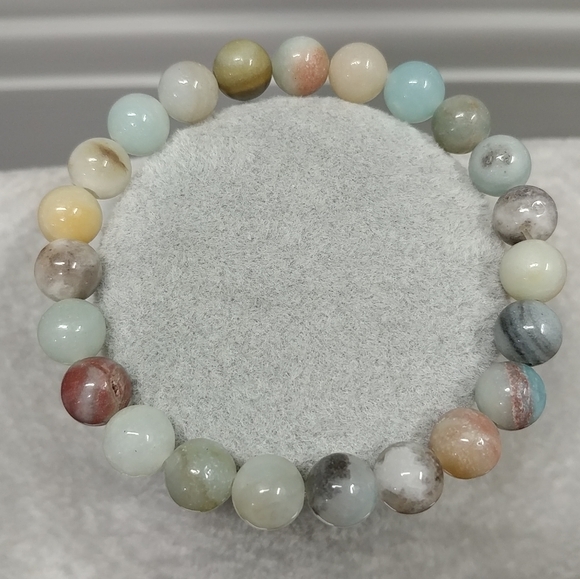 8mm Amazonite Beaded Stretch Bracelet Natural Amazonite Gemstone 8mm Bead - Picture 7 of 7
